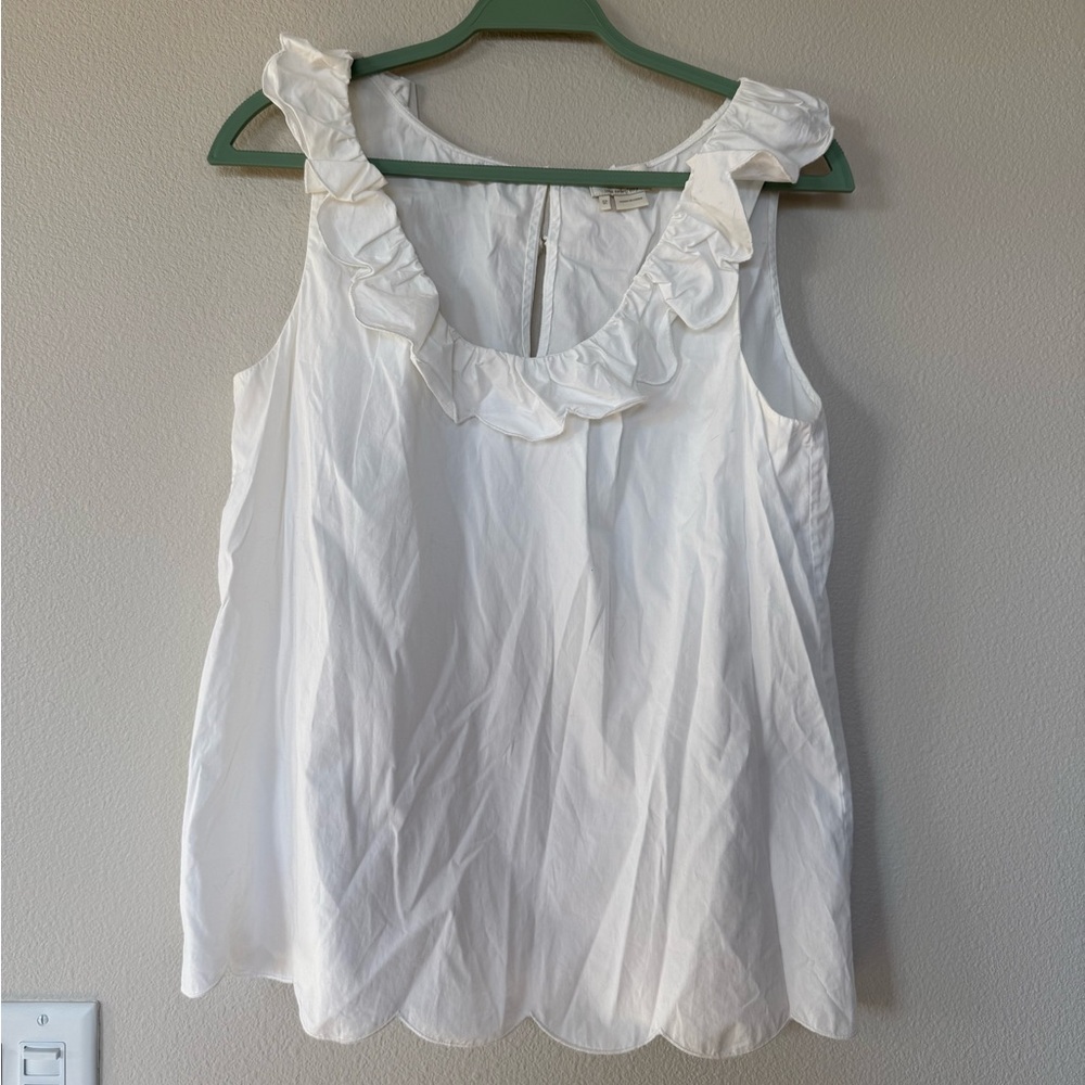Kate Spade White Ruffled Tank Top